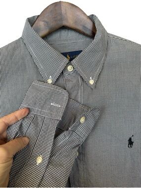 Ralph Lauren Blue Gingham Shirt Men’s L Classic Fit Button Down Oxford